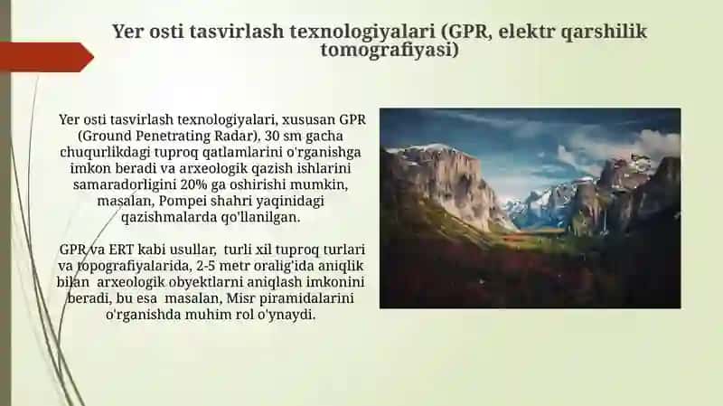 Yer osti tasvirlash texnologiyalari (GPR, elektr qarshilik tomografiyasi) 3