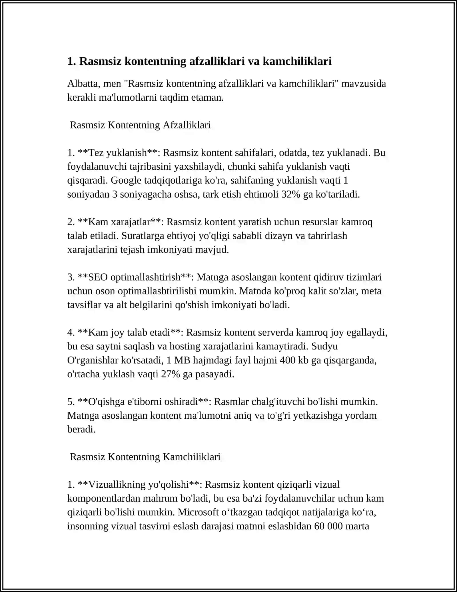 Rasmsiz kontentning afzalliklari va kamchiliklari 3