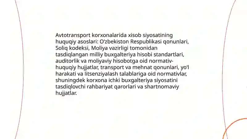 Avtotransport korxonalarida xisob siyosatining xususiyatlari 3