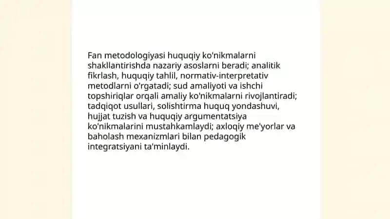 Huquqiy ko'nikmalar va metodologiya fanning o'rni va ahamiyati 3