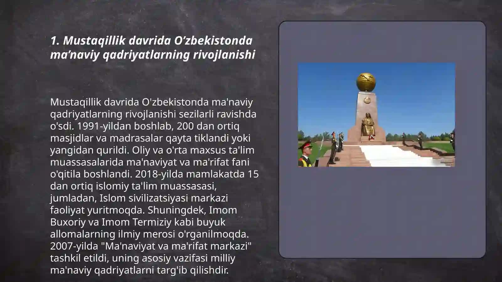 Mustaqillik yillarida O’zbekistondagi ma’naviy va madaniy taraqqiyot 3