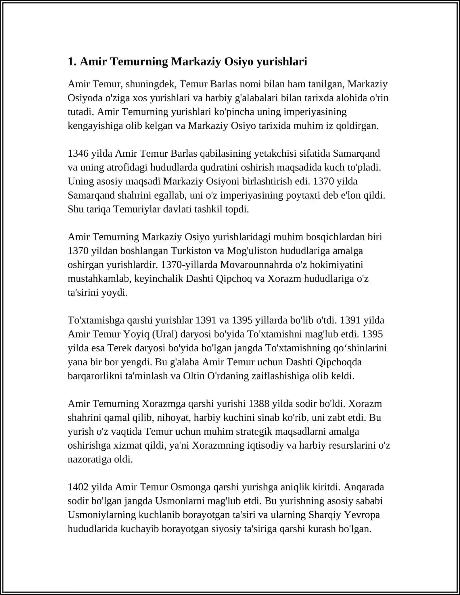 AMIR TEMUR HARBIY YURISHLARI 3