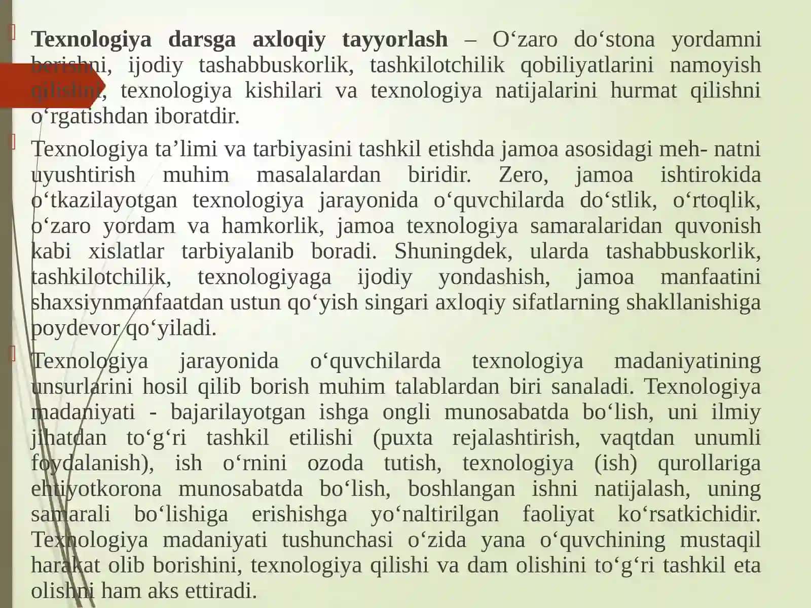 Texnologiya o‘qitish metodikasi fanining nazariy va amaliy asoslari 3