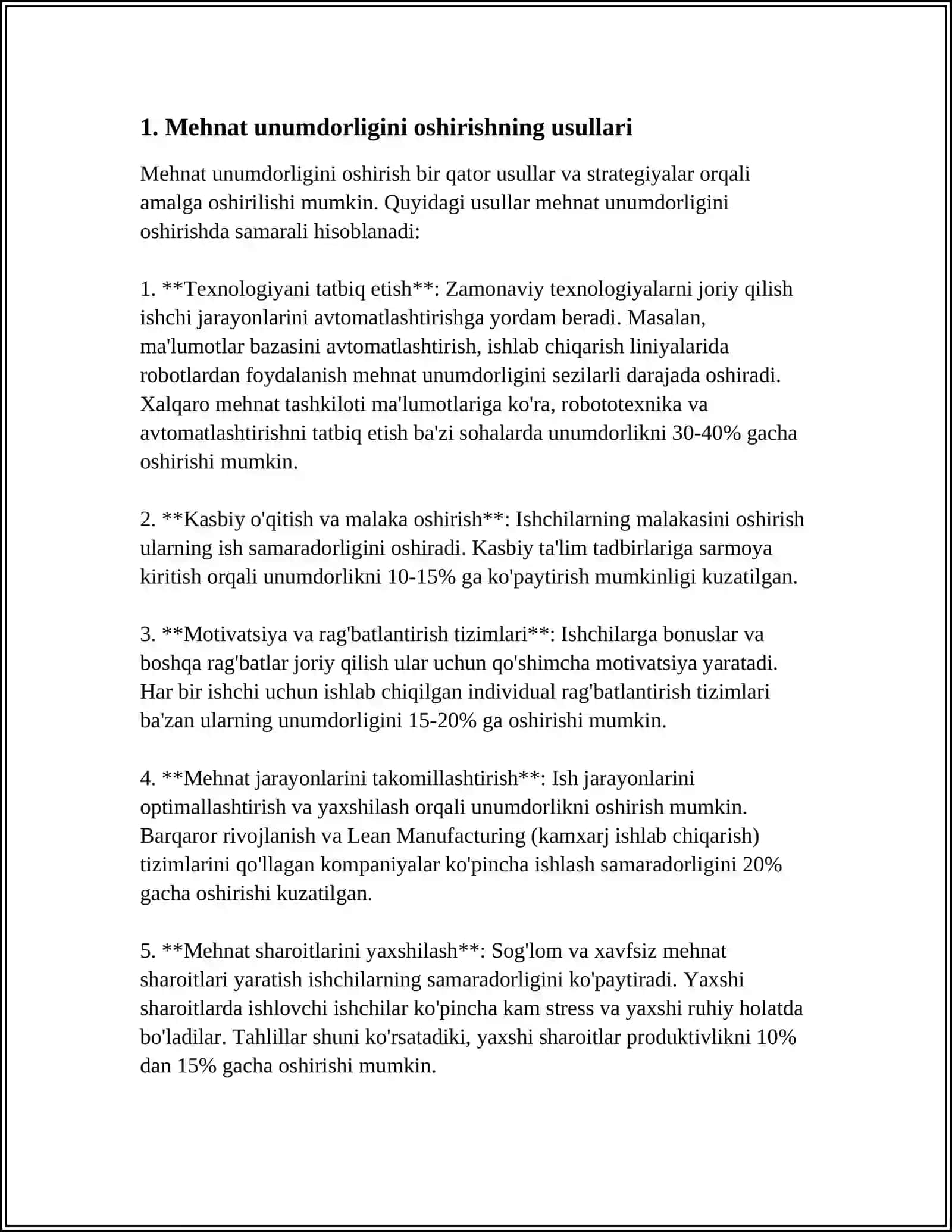 MEHNAT UNUMDORLIGI -IQTISIDIY O'SISH OMILI SIFATIDA 3