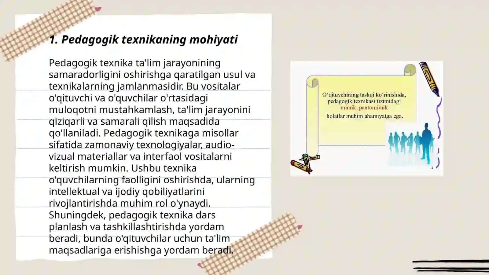 Pedagogik texnikaning tarkibiy qismlari 3