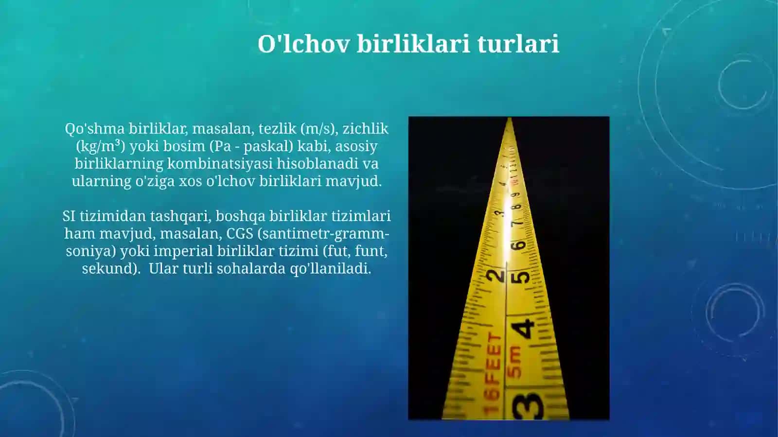 O'lchov birliklari turlari orasidagi bogʻliqliklar va ular ustida amallar bajarish metodikasi 3