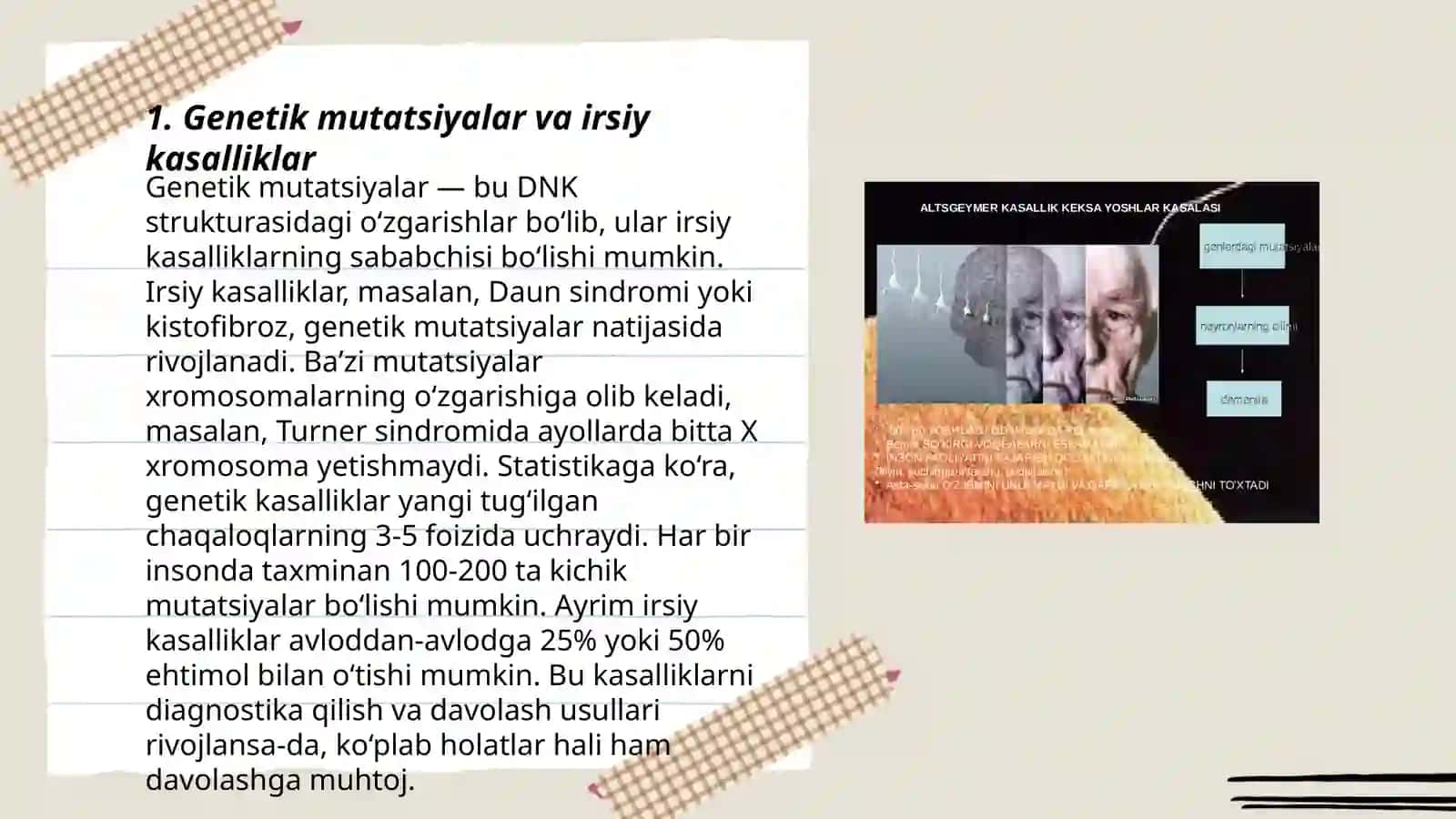 Odamda gen mutatsiyalari bilan bogʻliq irsiy kasalliklar 3