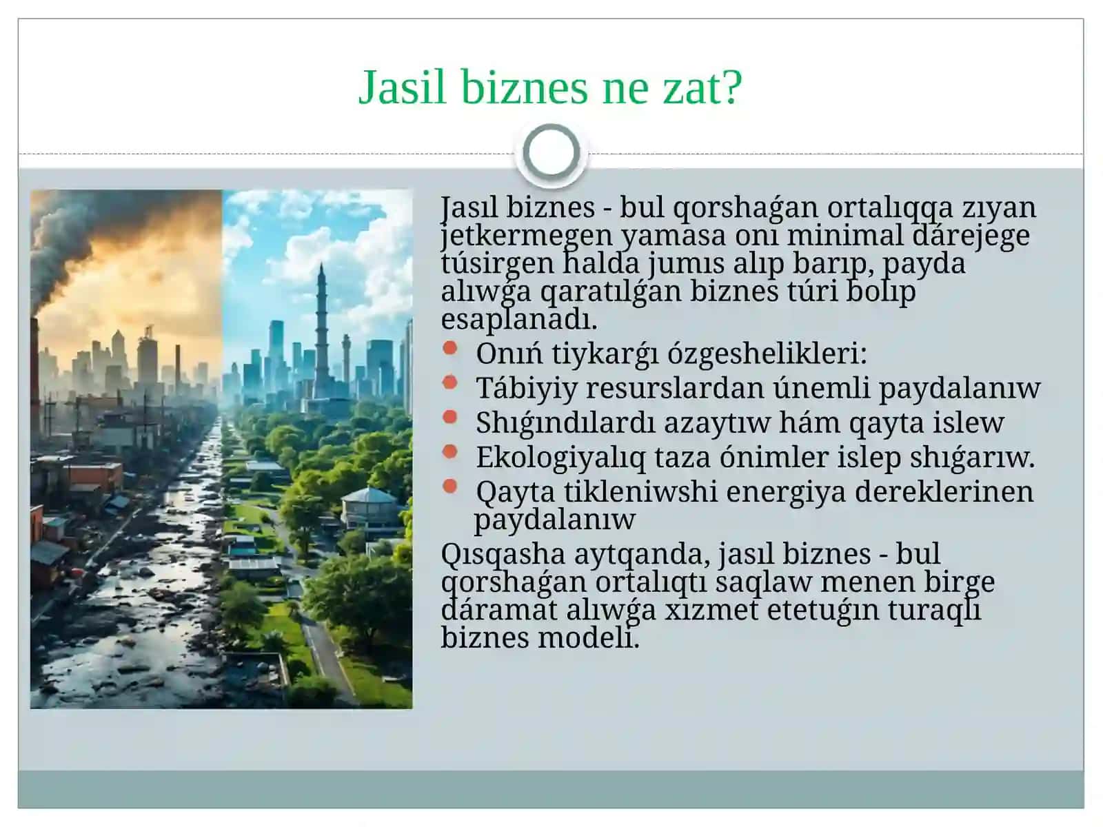 Jasıl biznes hám ekologiyalıq isbilermenlik joybarları 3