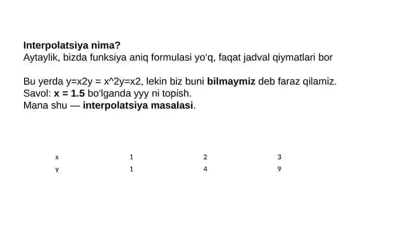 Interpolatsion formulalar 3