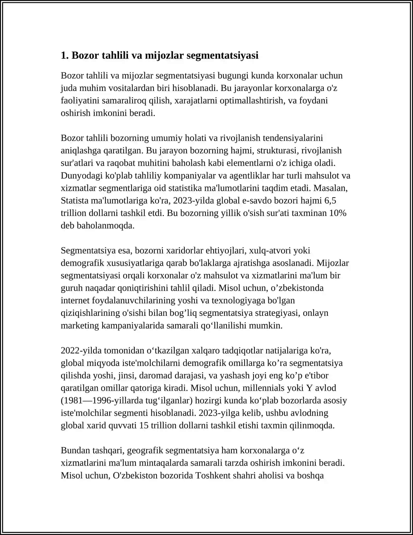 XUSUSIY XIZMAT KOʻRSATISH KORXONALARINING BIZNES REJASI 3
