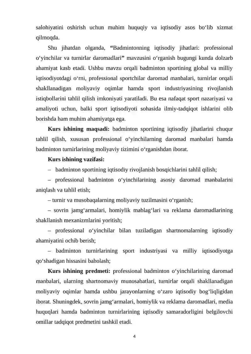 Badmintonning iqtisodiy jihatlari professional o‘yinchilar va turnirlar daromadlari 3