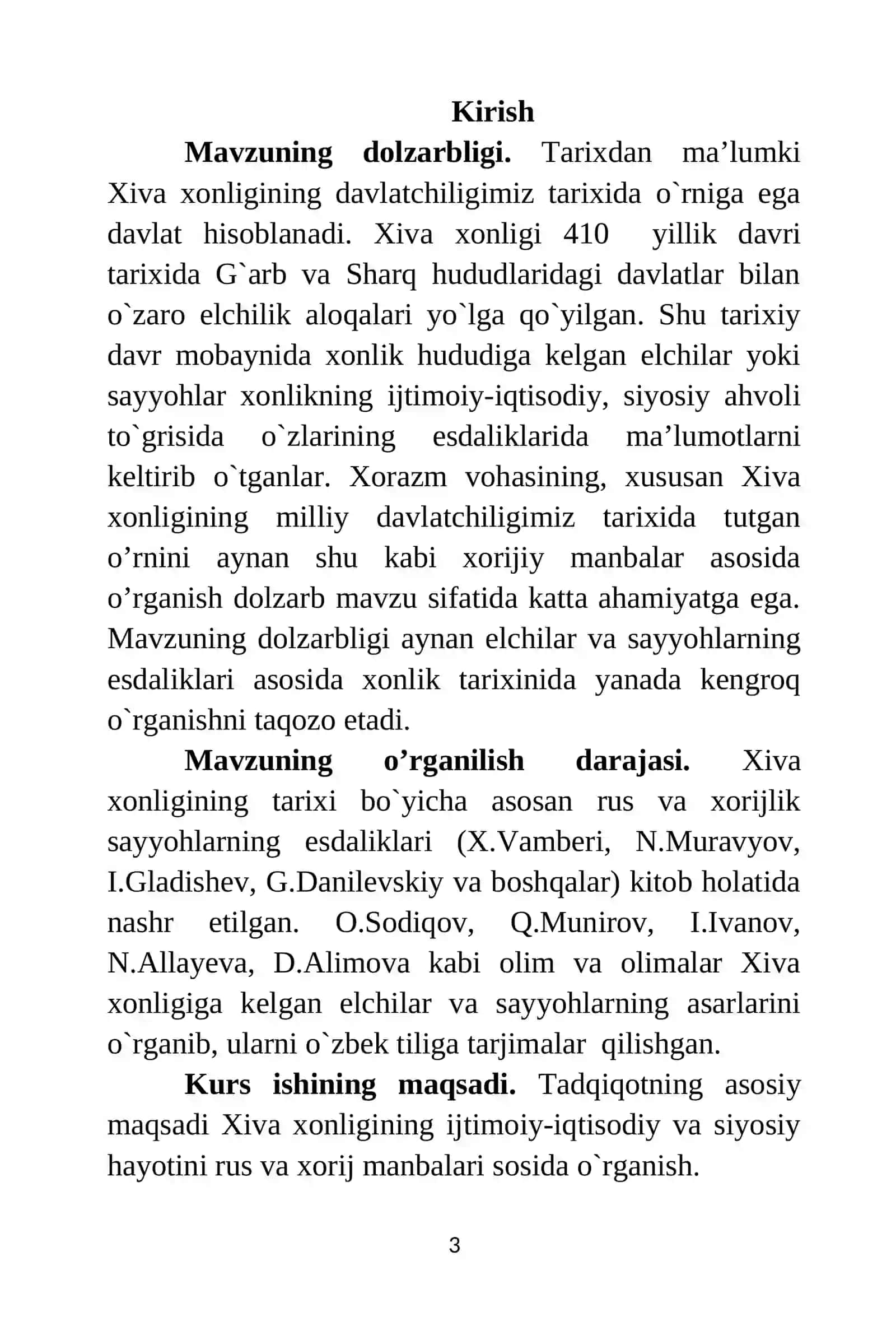 Rus va xorij elchilari, sayyohlari esdaliklarida Xiva xonligi siyosiy, ijtimoiy-iqtisodiy munosabatlarining aks etishi 3