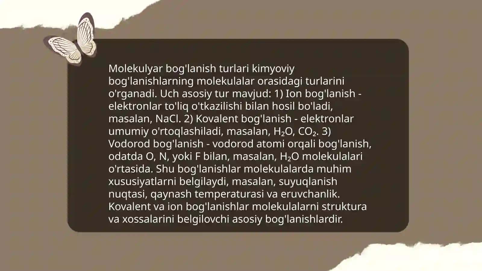 Molekulyar bog'lanish turlari 3
