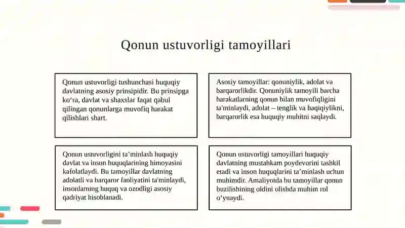 Qonun ustuvorligini taʼminlash va sud huquq tizimini yanada isloh qilishning ustuvor yoʻnalishlari 3