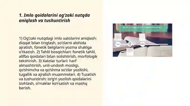 Imloviy tahlil ko'rinishidagi og'zaki va yozma nutq ishlarini bajarish 3