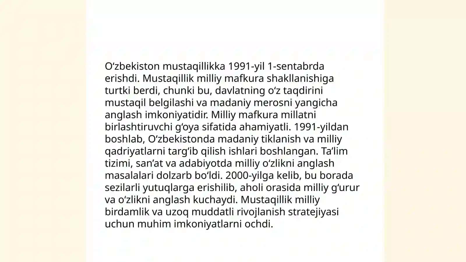 Mustaqillik sharoitida milliy mafkurani shakllantirish va uning yordamida milliy g‘oyani xayotga tatbiq etish zaruratining paydo bo‘lganligi 3