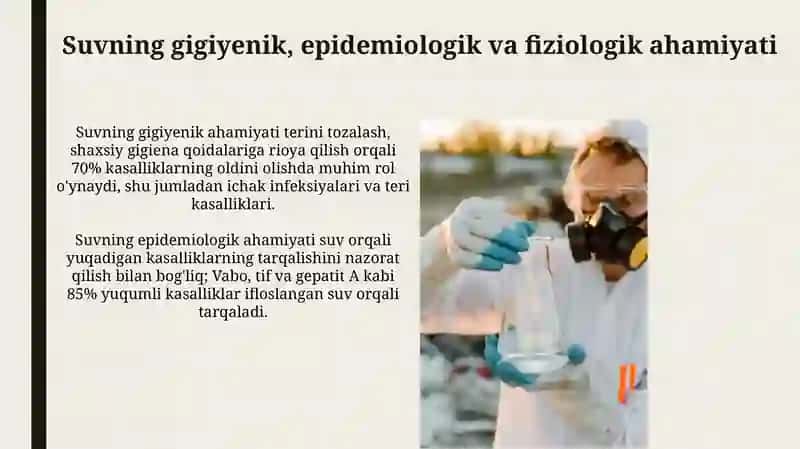 Suvning gigiyenik, epidemiologik va fiziologik axamiyati 3