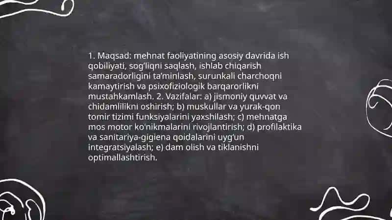 Mehnat faoliyatining asosiy davrida jismoniy tarbiya 3