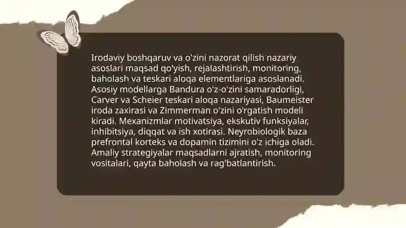 Irodaviy boshqaruv va o'zini nazorat qilish mexanizmlari 3