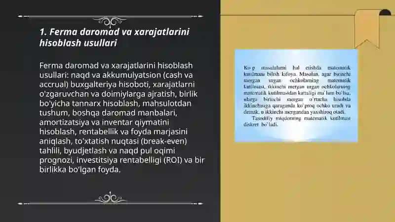 Fermalarni hisoblash usullari 3
