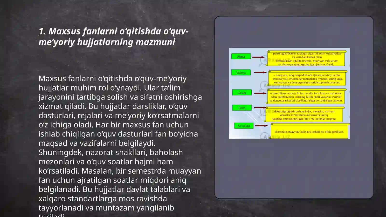 Maxsus fanlarni o‘qitishning o‘quv-me’yoriy xujjatlari va metodik ishlari, ularni rejalashtirish, tashkil etish va tayyorlash metodikasi 3