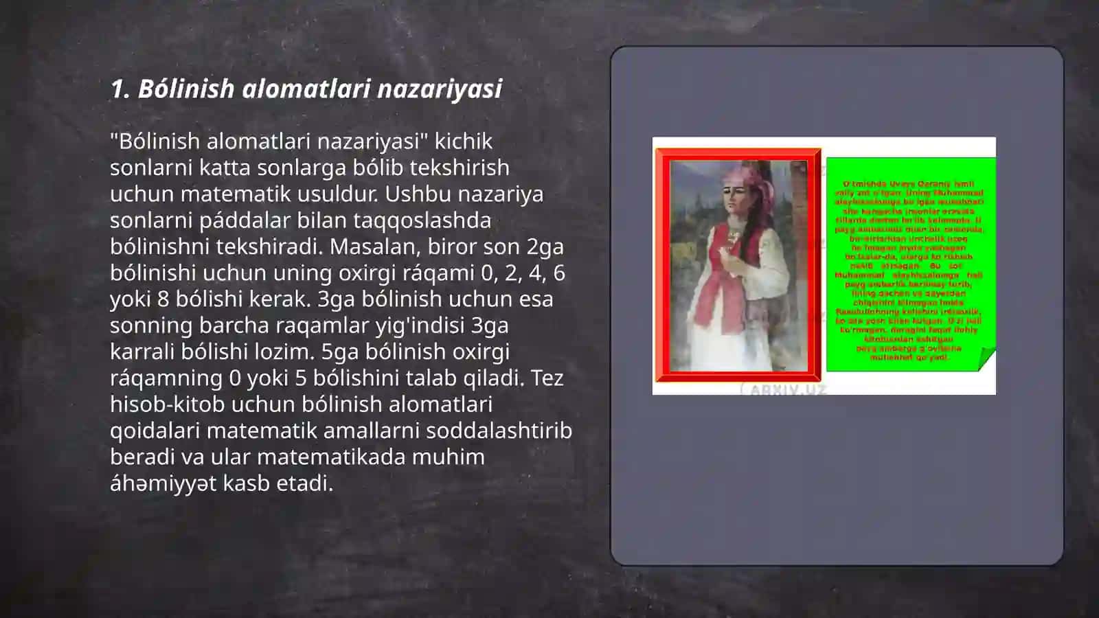 Bólinish alomatlari.Yevklid va Erotosfen hayoti va ijodi haqida ma'lumot 3