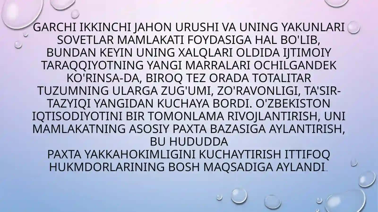 O‘zbekistonda 50-70 yillarda paxta yakkahokimligining kuchayishi va ekologik muammolarning kelib chiqishi 3