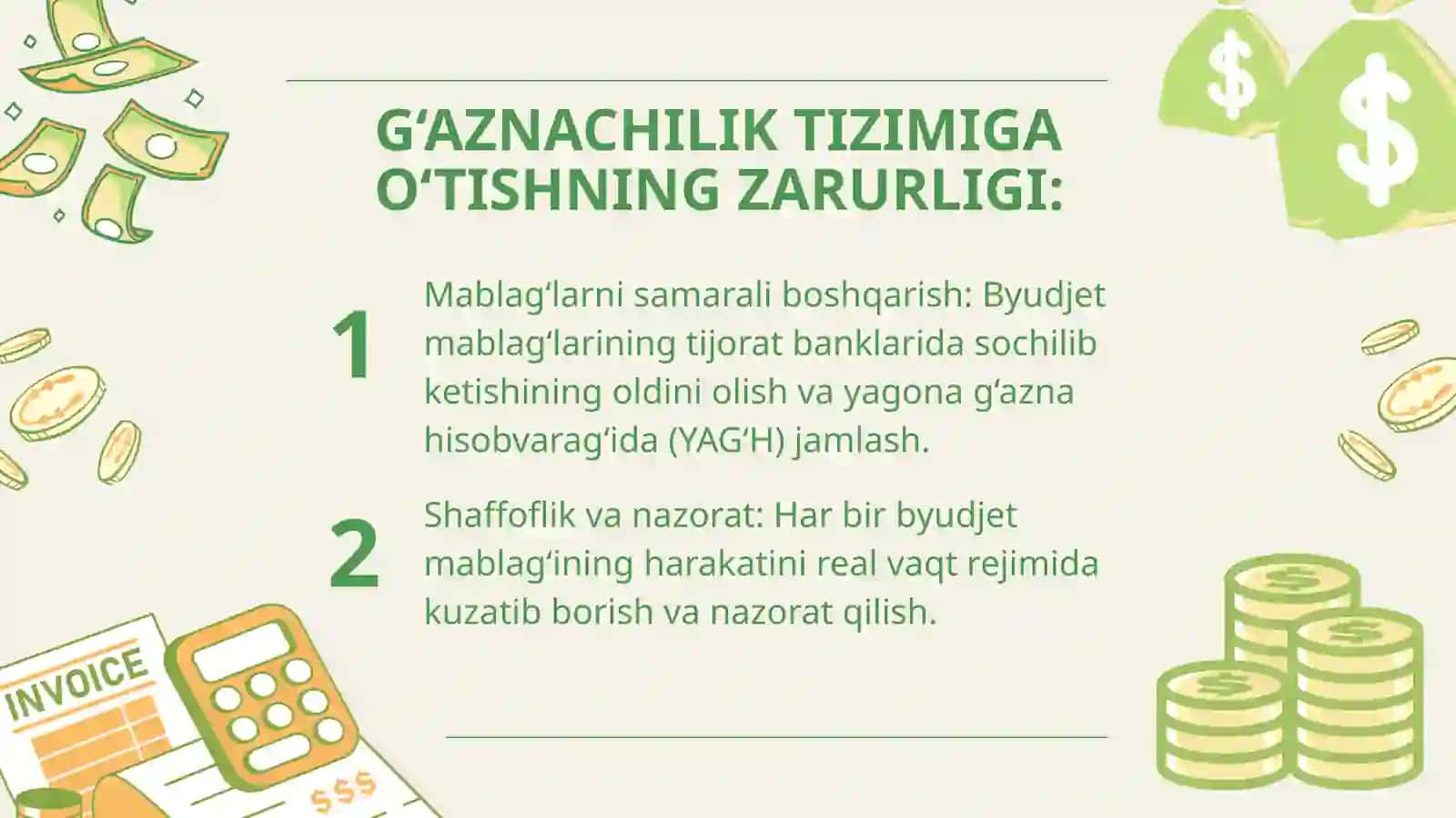DAVLAT BYUDJETI IJROSI G’AZNACHILIK TIZIMIGA O’TISHNING ZARURLIGI, MOHIYATI VA VAZIFALARI 3