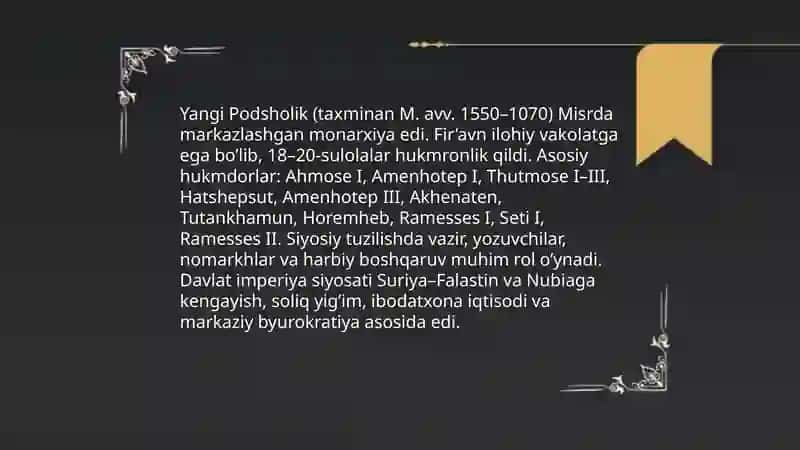 Yangi va so’nggi podsholik davrida Misr 3