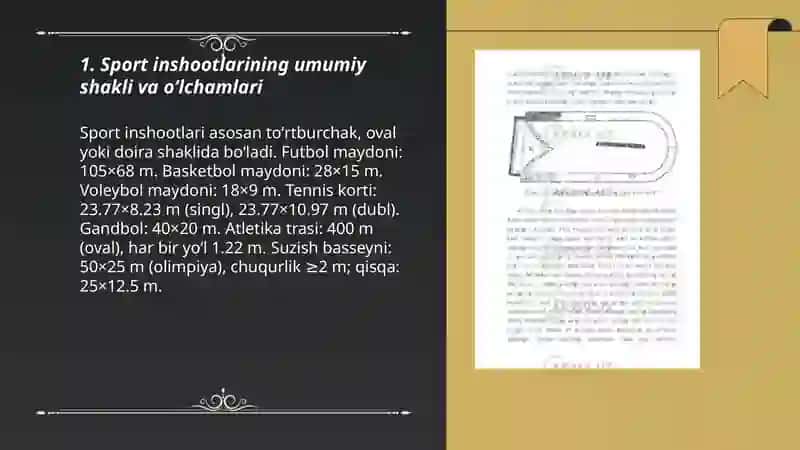 Sport inshootlarining shakli va oʻlchamlari 3