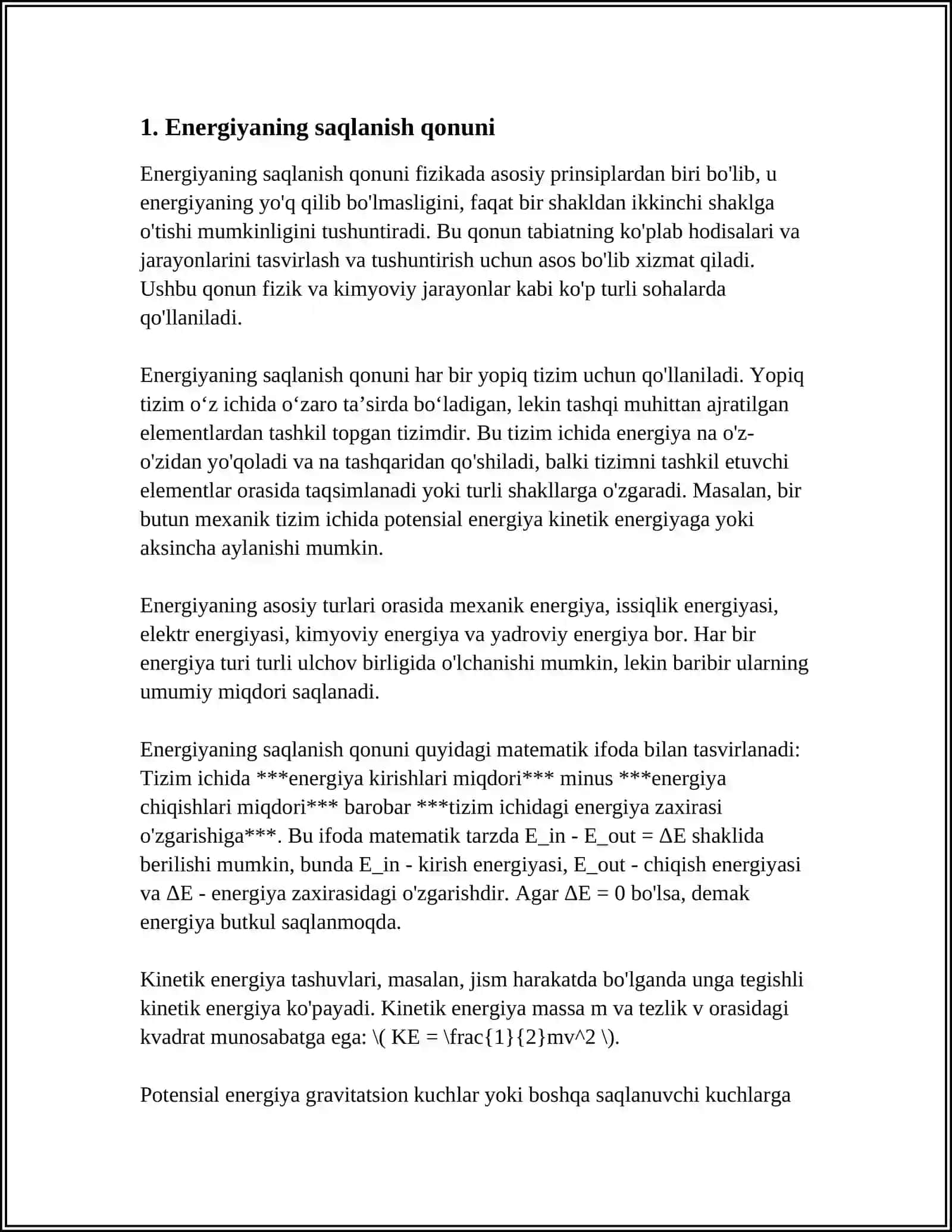TERMODINAMIKANING 1-QONUNI 3