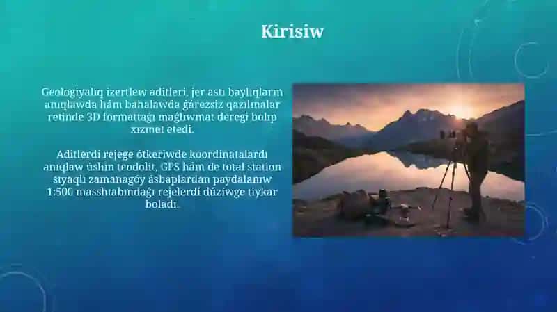 Geologik izertlew laximlari joybarın geometriyalıq elementlerin plan 3
