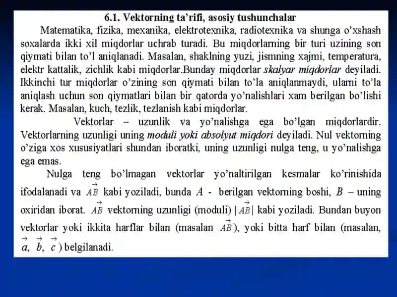 VEKTORLAR VA VEKTORLAR USTIDA CHIZIQLI AMALLAR 3