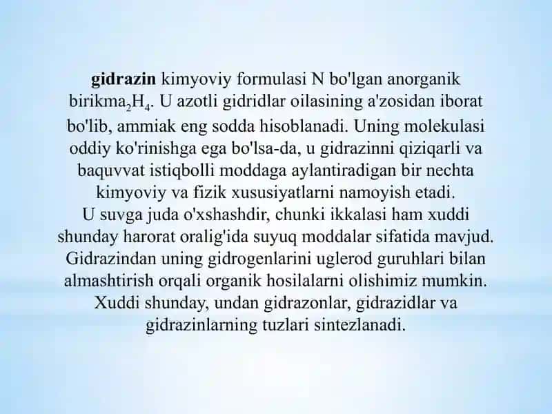 NITRID GIDROZIN GIDROKSILAMIN AZIT KISLOTASI 3