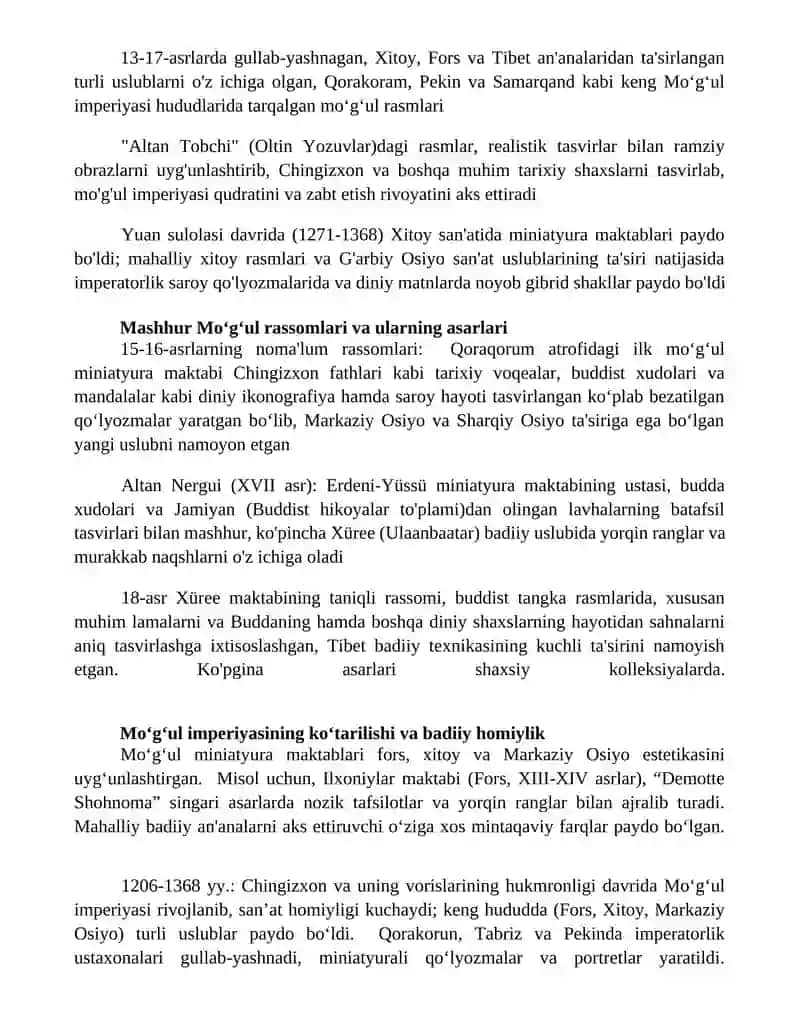 Moʻgʻul miniatyura san'at maktablari 3
