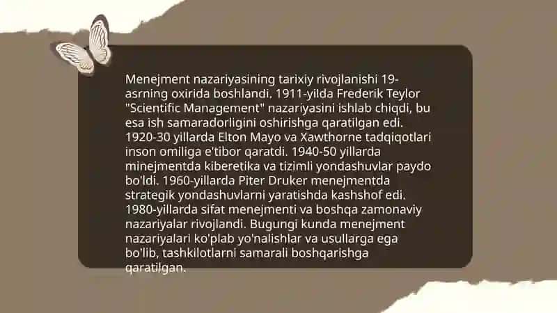 Menejment nazariyasi shakllanishi va rivojlanishi xususiyatlari 3