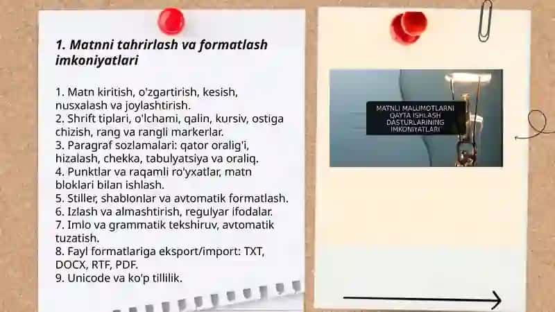 Matnli malumotlarni qayta ishlash dasturlarining imkoniyatlari 3