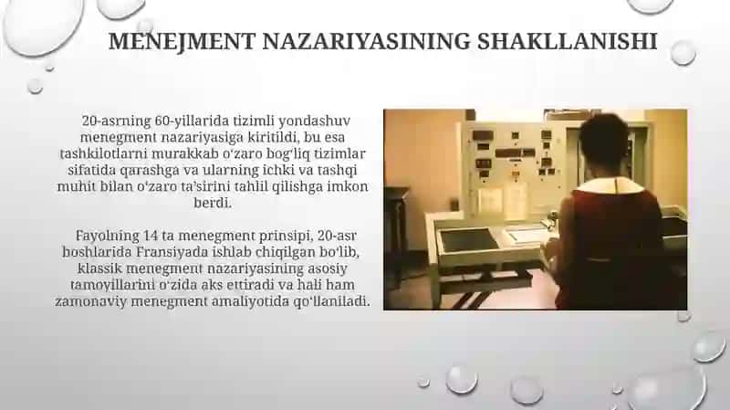 Menejment nazariyasining shakillanishi va rivojlanishi 3