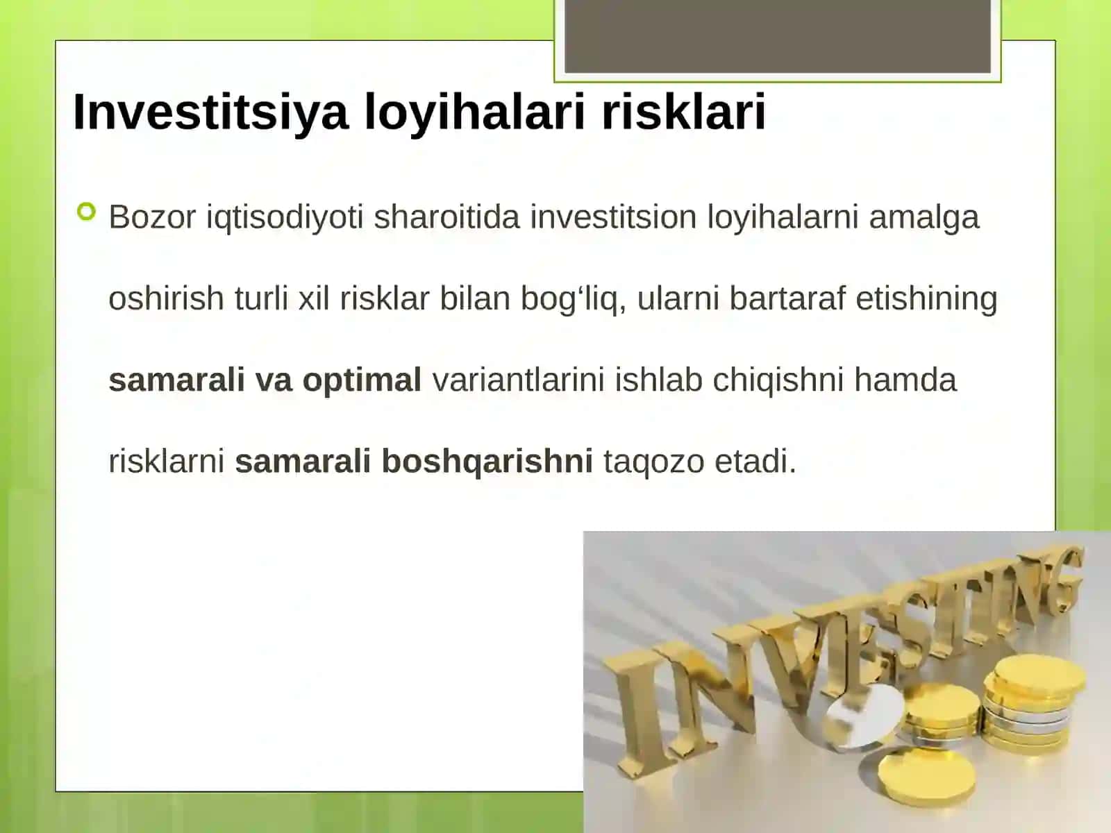 Investitsiya Loyihasi Risklarini Boshqarish 3