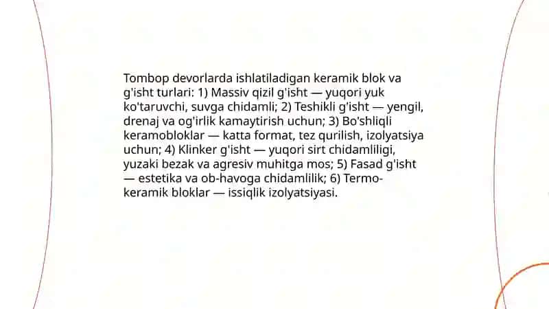 Tombop devorbop drenaj va boshqa maqsadlar uchun ishlatiladigan keramik materiallar 3
