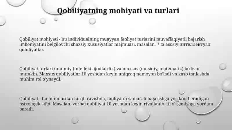 Qobiliyat va uning rivojlanishi 3