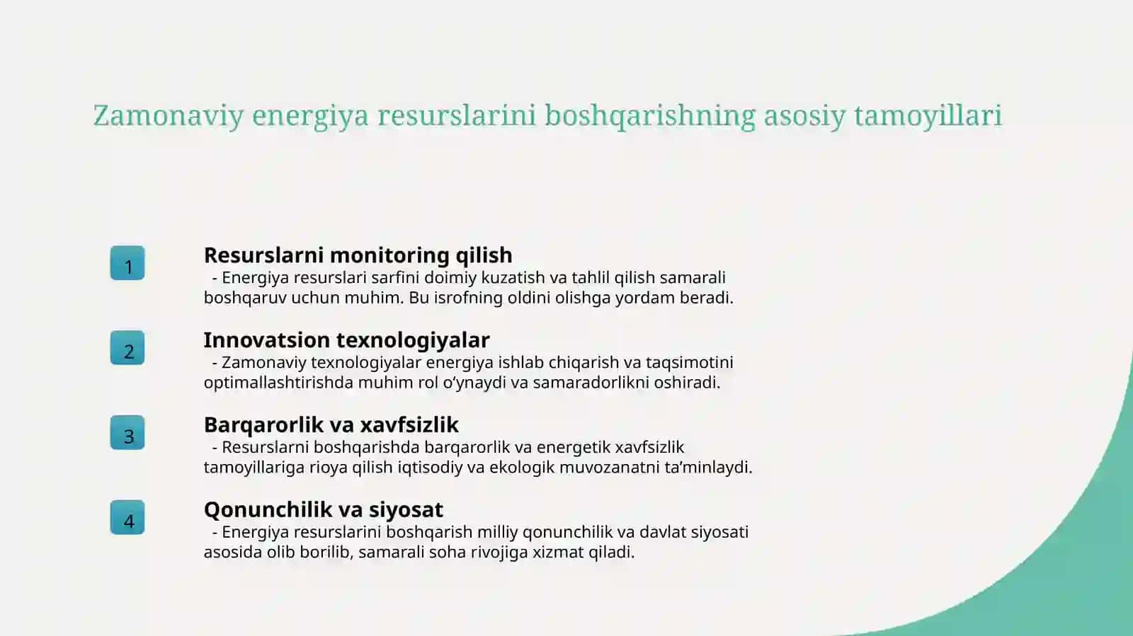 Energiya resurslarining samarali boshqarilishi va ularning iqtisodiyotdagi ahamiyati 3