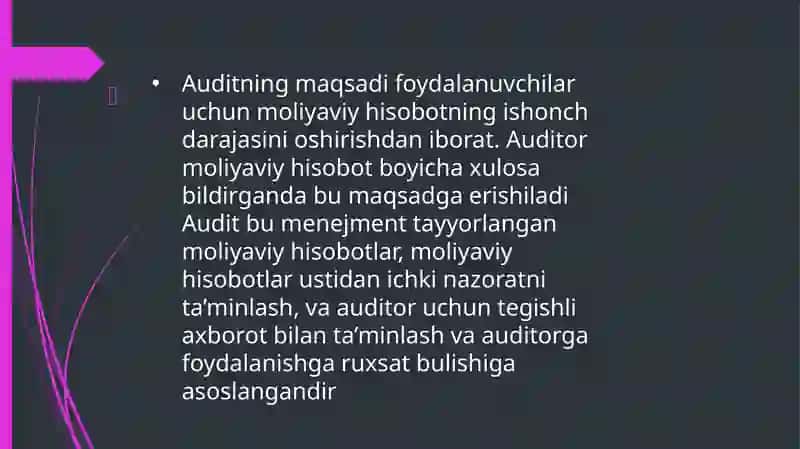 Auditning umumiy rejasini tayyorlash xususiyatlari 3