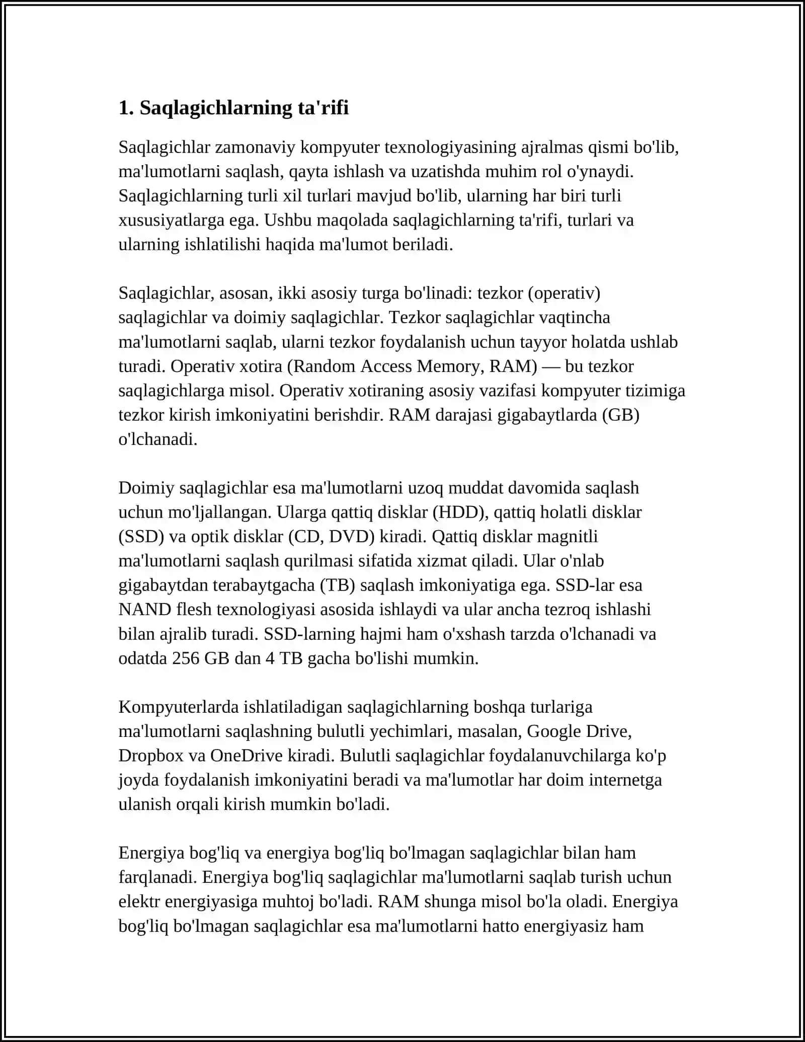 SAQLAGICHLAR VA ULARNING TURLARI 3