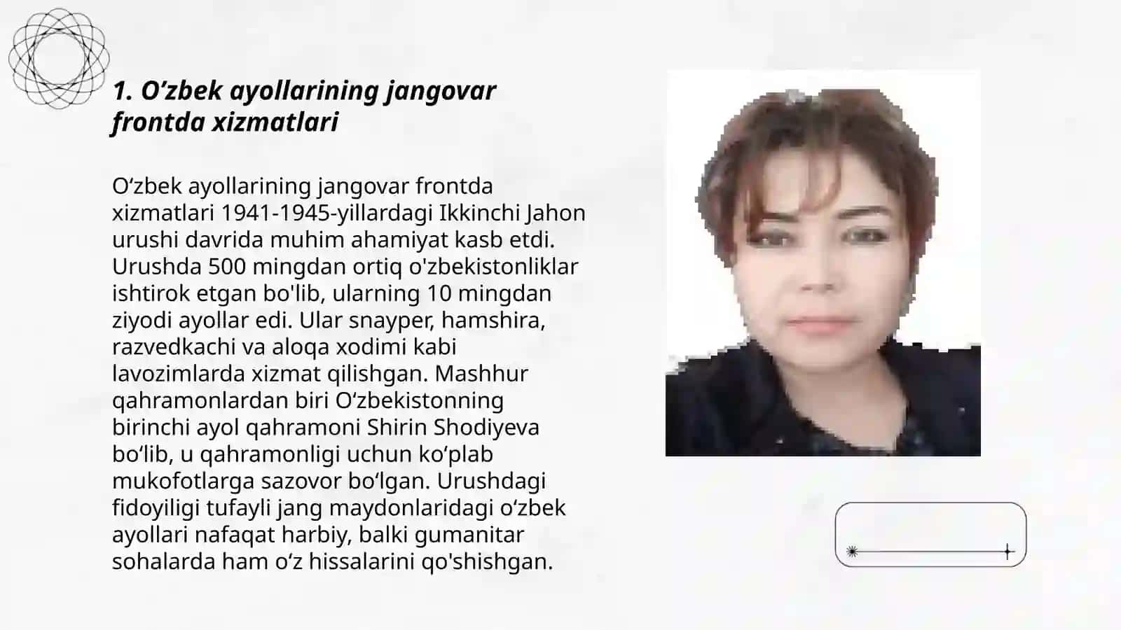 O’zbek ayollarining 2-jahon urushida va urush ortida jasorati 3