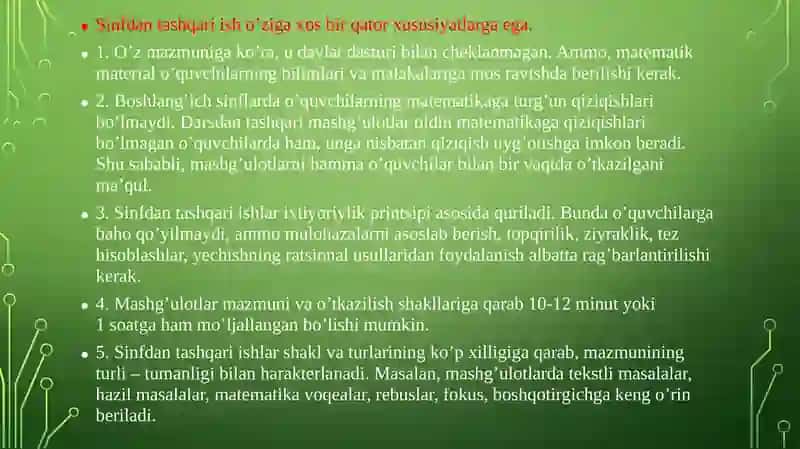 Ta'limning darsdan tashqari yordamchi shakllari 3