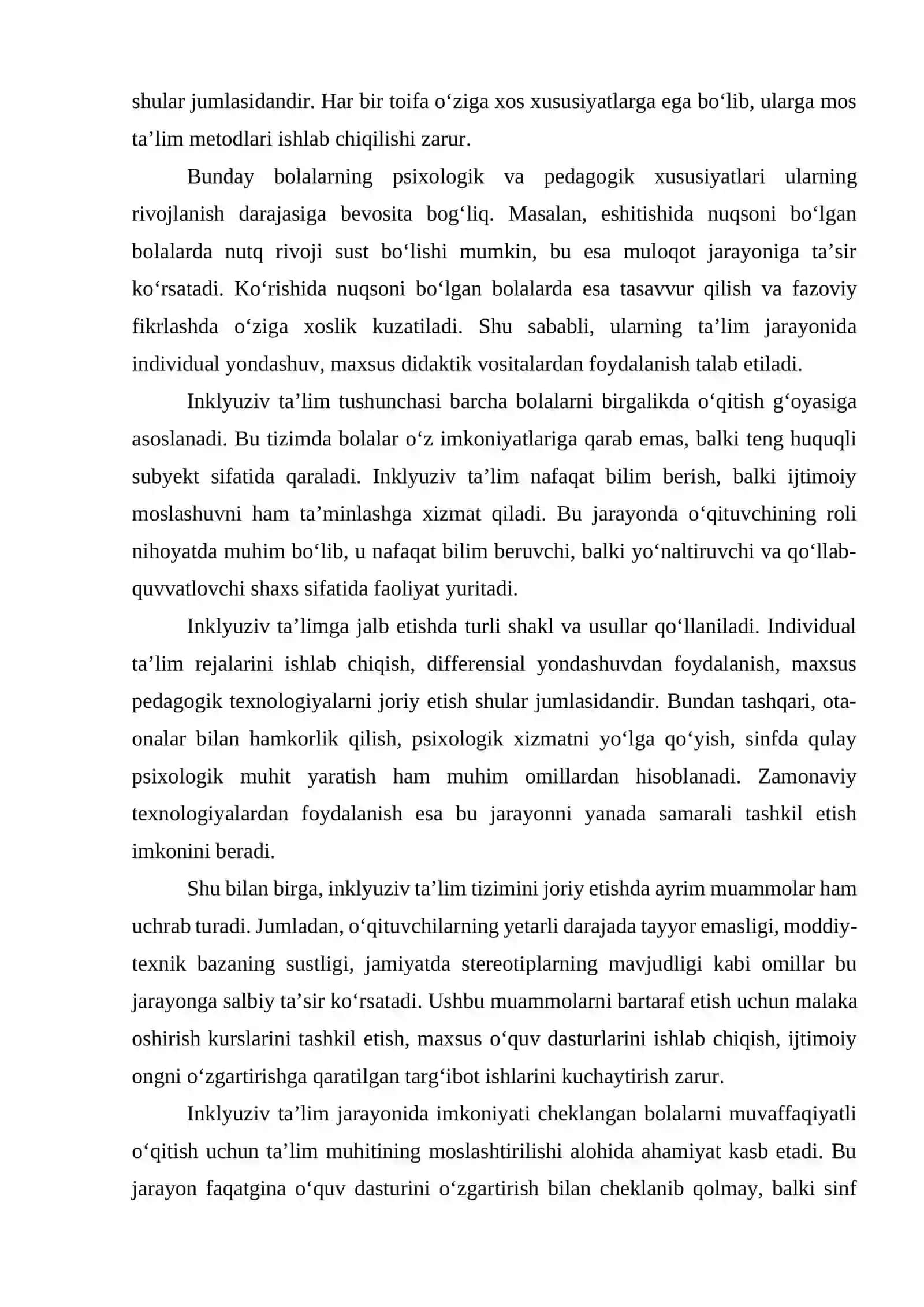 Imkoniyati cheklangan bolalar turlari va ularni inklyuziv ta’limga jalb etish 3