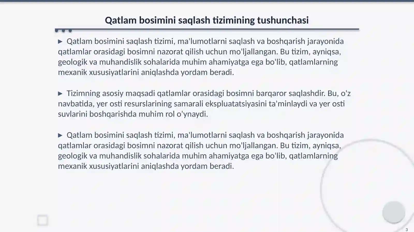 Qatlam bosimini saqlash tizimi 3