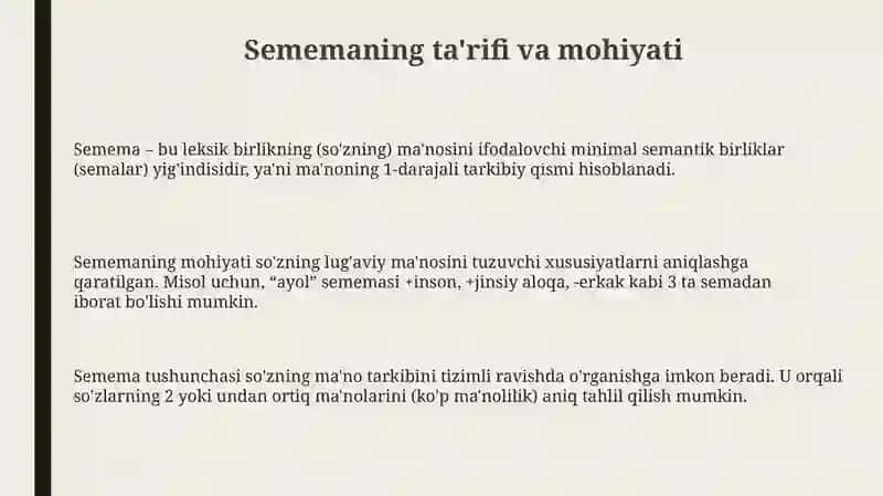 Leksemaning mazmuni-Semema va uning tarkibi 3