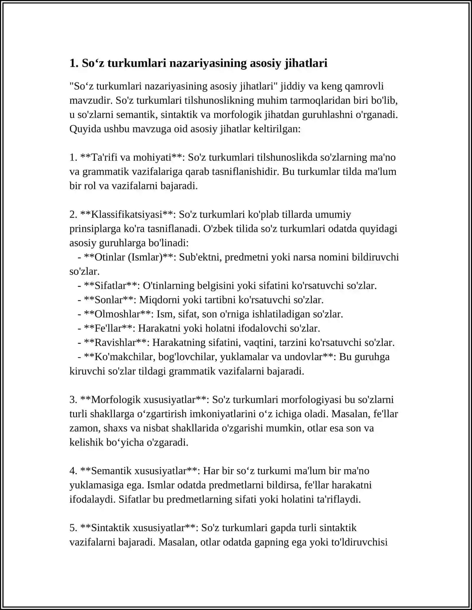 SOʻZ TURKUMLARINI OʻRGANISHGA OID ADABIYOTLAR ROʻYXATINI TUZISH 3